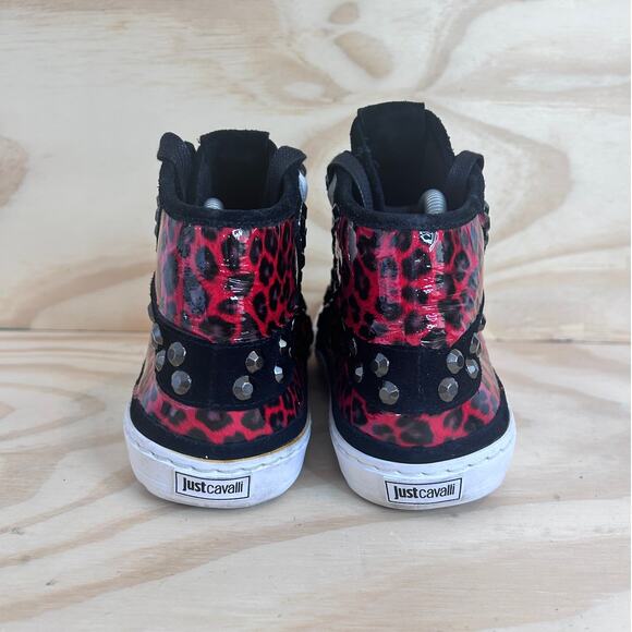 Just Cavalli-Studded Snake Embossed Hi Top-Sneakers-Black-Men's-8.5-S12WS0042 - Picture 6 of 9